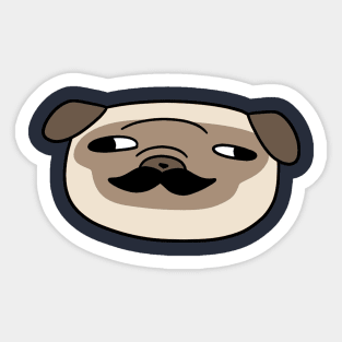 Mustache Pug Face Sticker